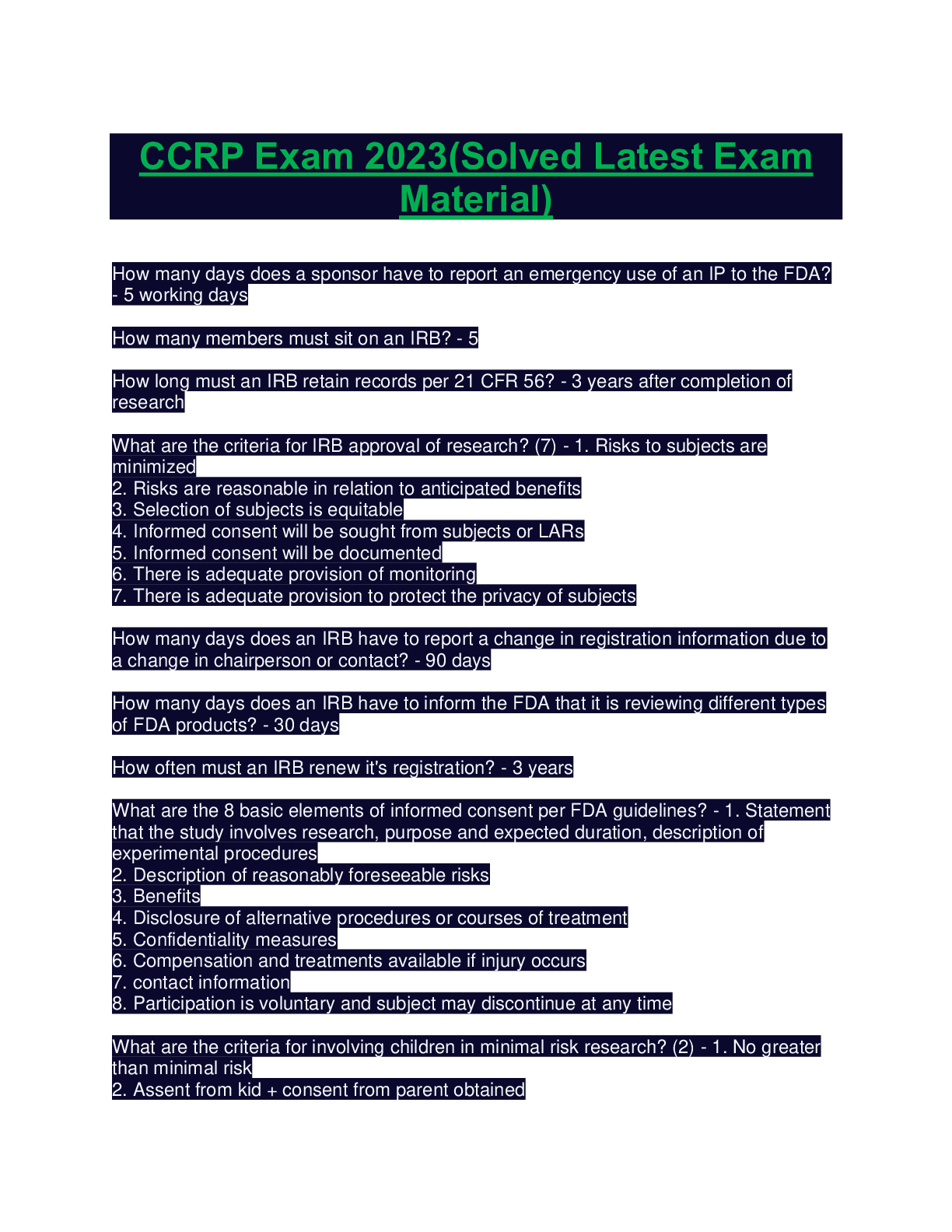 Preview image for CCRP Exam 2023(Solved Latest Exam Material)